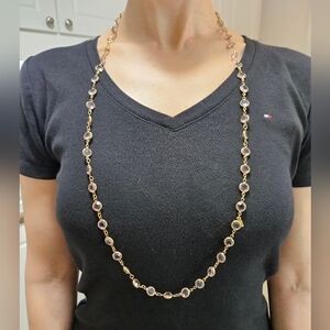 Swarovski Gold-Tone Long Necklace w/ Purple Crystals